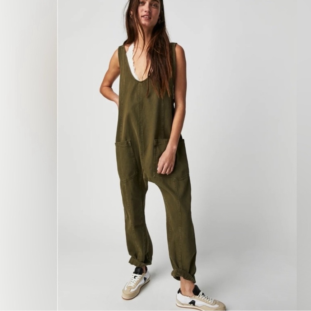 Free People Khaki Green Jumpsuit